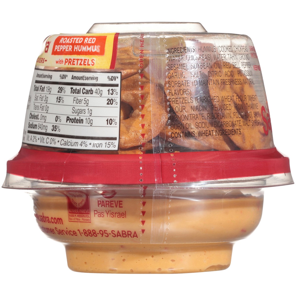 slide 8 of 10, Sabra Hummus Red Pepper w/Pretzels 4.56 Ounce Plastic Cup, 4.56 oz