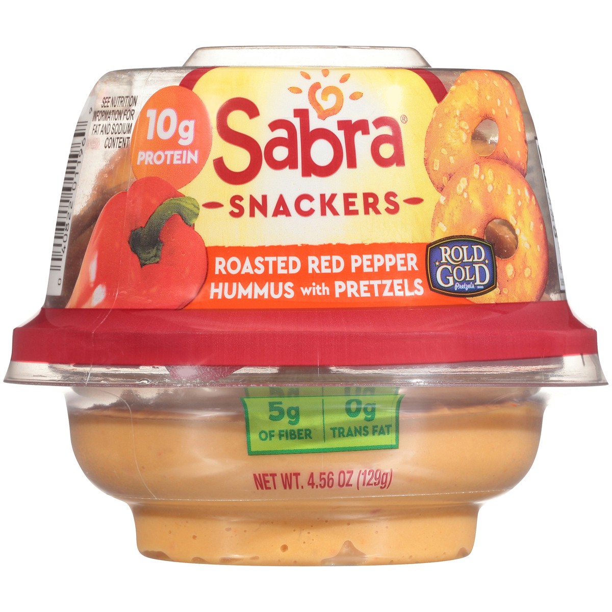 slide 1 of 10, Sabra Hummus Red Pepper w/Pretzels 4.56 Ounce Plastic Cup, 4.56 oz
