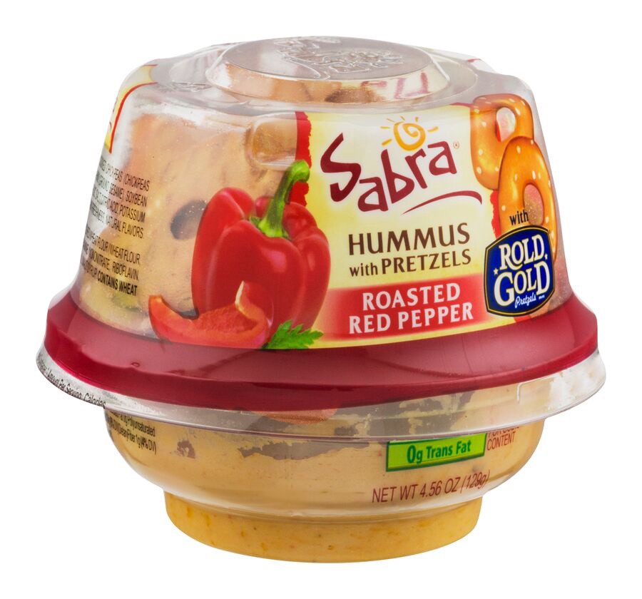 slide 1 of 6, Sabra Hummus Red Pepper w/Pretzels 4.56 Ounce Plastic Cup, 4.56 oz