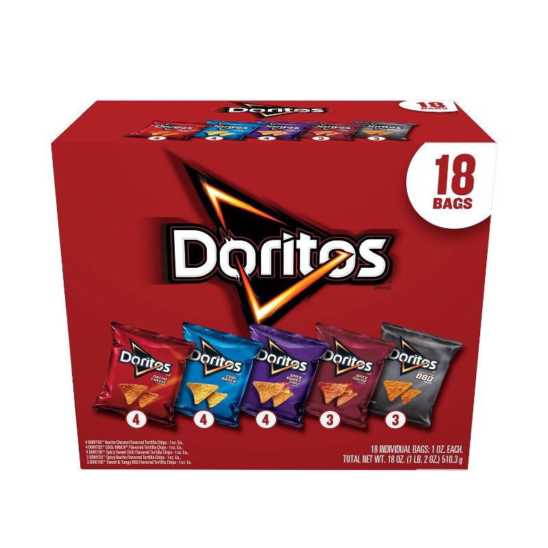 slide 1 of 10, Frito-Lay Doritos Mix Variety Pack - 18oz/18ct, 18 oz, 18 ct