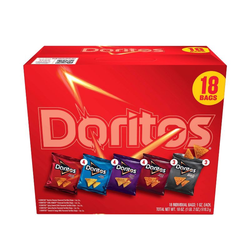 slide 1 of 10, Frito-Lay Doritos Mix Variety Pack - 18oz/18ct, 18 oz, 18 ct