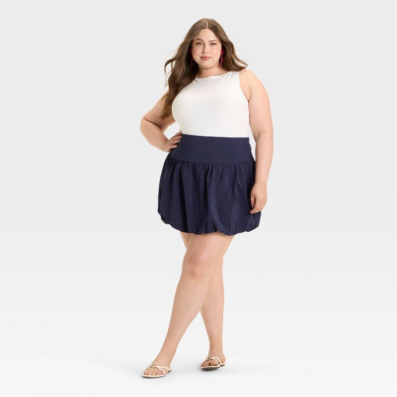 slide 3 of 3, Women's Mini Bubble Skirt - A New Day™ Navy 17, 1 ct