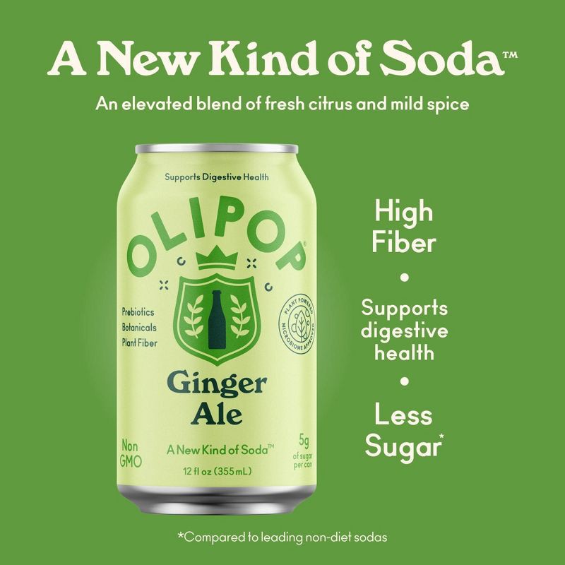 slide 3 of 8, OLIPOP Ginger Ale Soda - 4pk/12 fl oz, 4 ct; 12 fl oz