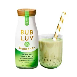 BUBLUV Bubble Tea Matcha Soy Latte with Jelly Pearls - 9.5 fl oz