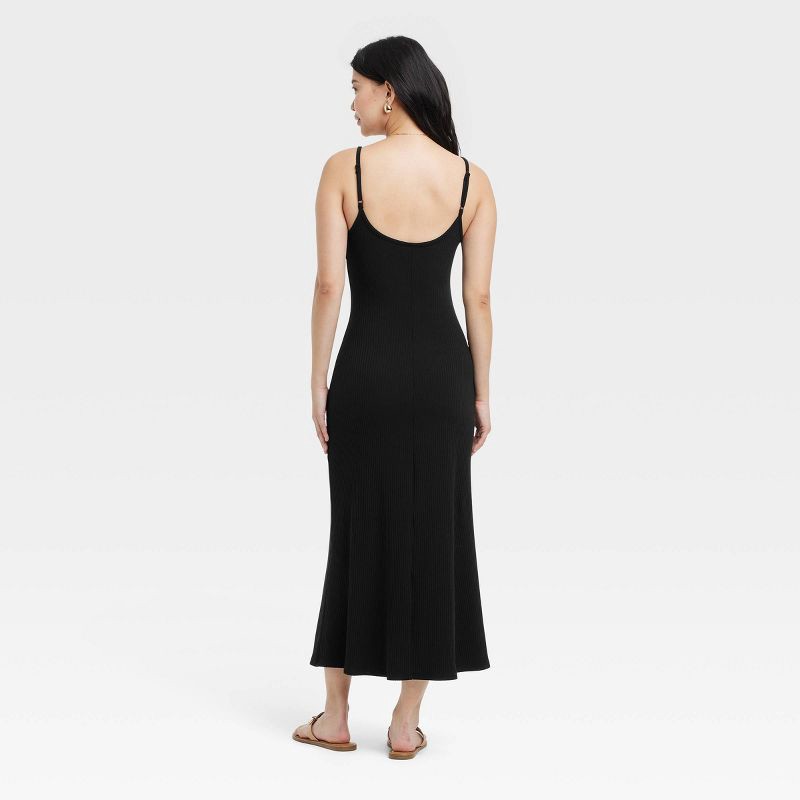 slide 2 of 3, Women's Midi Shift Dress - A New Day™ Black XL: Sleeveless Knit Pullover, Scoopneck, Spaghetti Straps, 1 ct