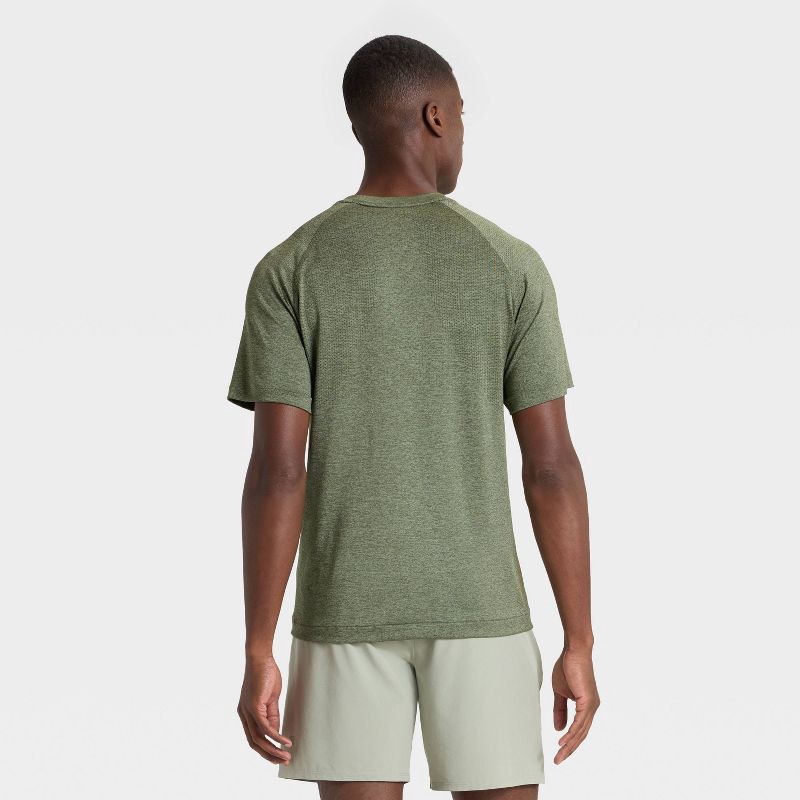 slide 2 of 3, Men's Short Sleeve Seamless T-Shirt - All In Motion™ Green Heather L, 1 ct