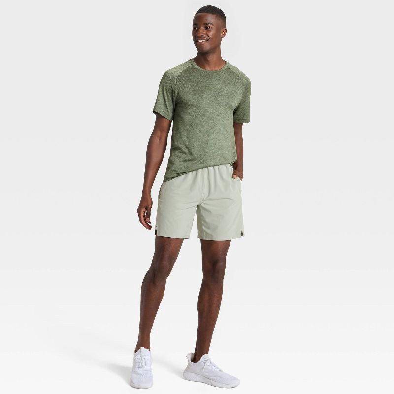 slide 3 of 3, Men's Short Sleeve Seamless T-Shirt - All In Motion™ Green Heather L, 1 ct