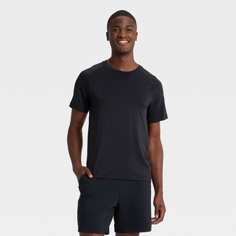 slide 1 of 3, Men's Short Sleeve Seamless T-Shirt - All In Motion™ Black XXL, 1 ct