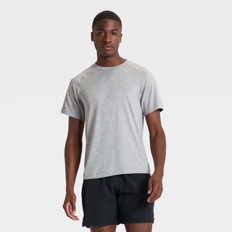 slide 1 of 3, Men's Short Sleeve Seamless T-Shirt - All In Motion™ Gray Heather XL, 1 ct