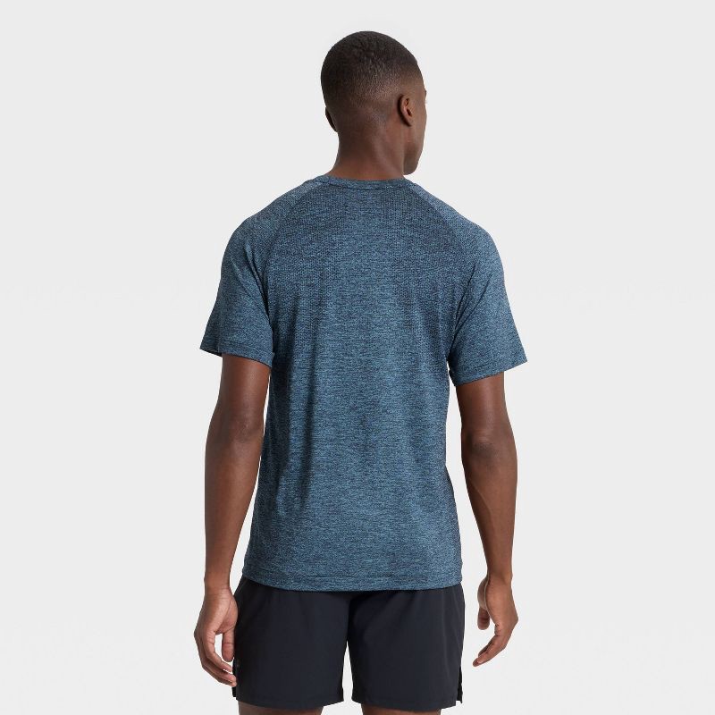 slide 2 of 3, Men's Short Sleeve Seamless T-Shirt - All In Motion™ Blue Heather L, 1 ct