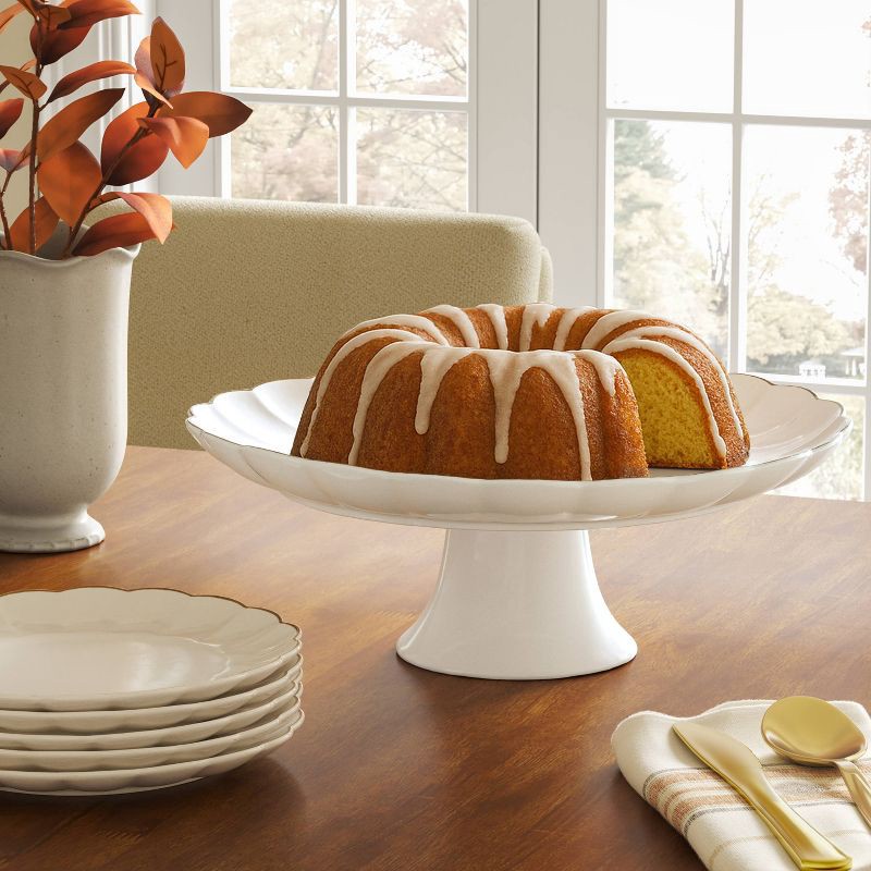 slide 2 of 3, Ribbed Scallop Cake Stand - Threshold™, 1 ct