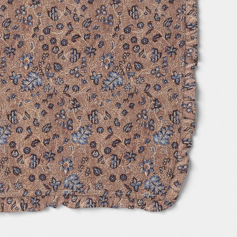 slide 3 of 3, 104"x60" Block Print Ruffle Tablecloth - Threshold™, 1 ct