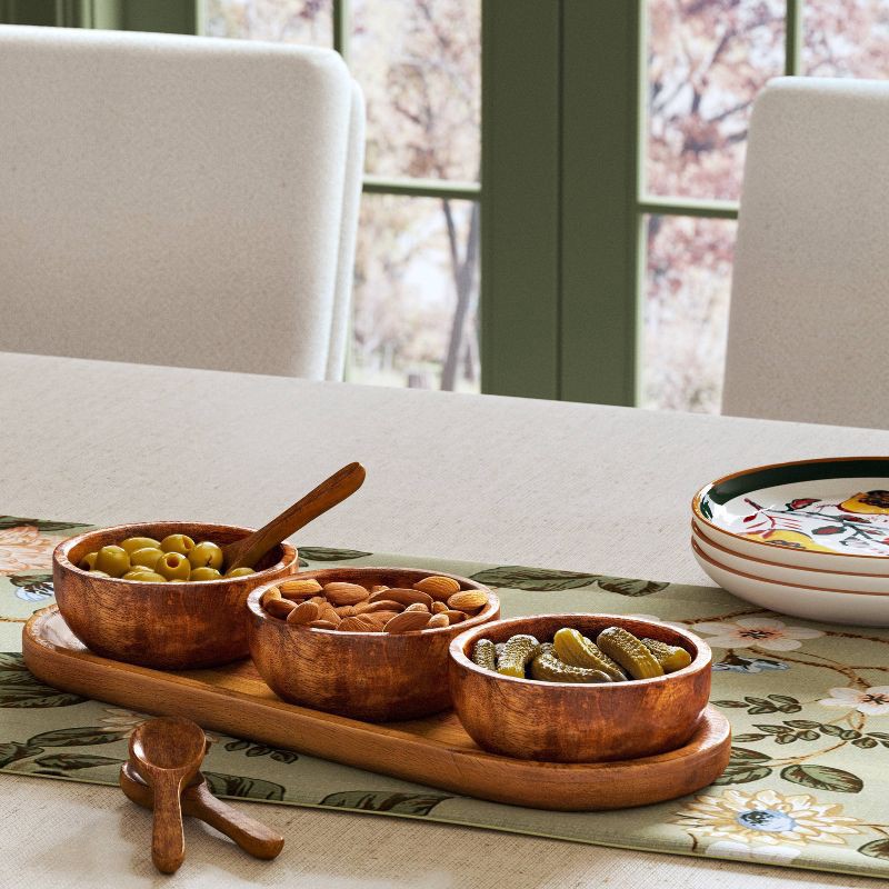 slide 2 of 6, Wooden Serving Mini Bowl Set with Tray - Threshold™, 1 ct