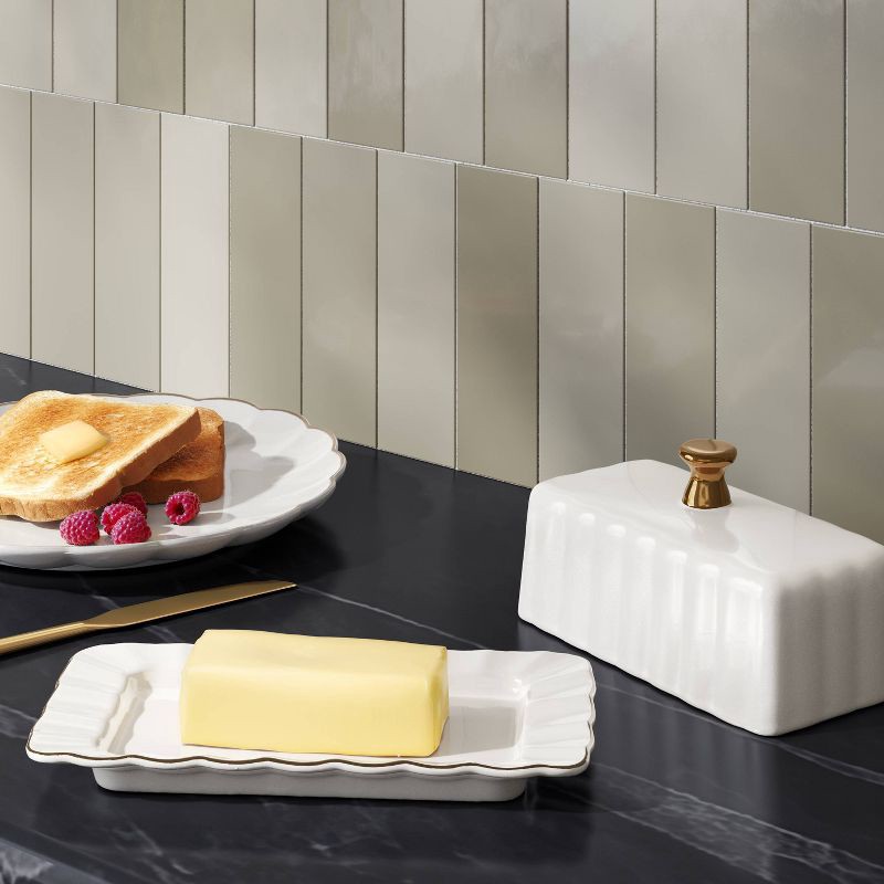 slide 2 of 5, Ribbed Butter Dish - Threshold™, 1 ct