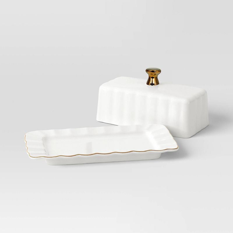 slide 3 of 5, Ribbed Butter Dish - Threshold™, 1 ct