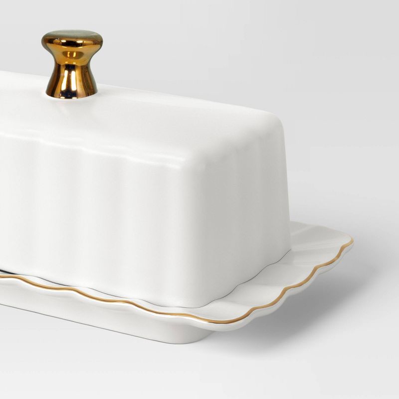 slide 4 of 5, Ribbed Butter Dish - Threshold™, 1 ct