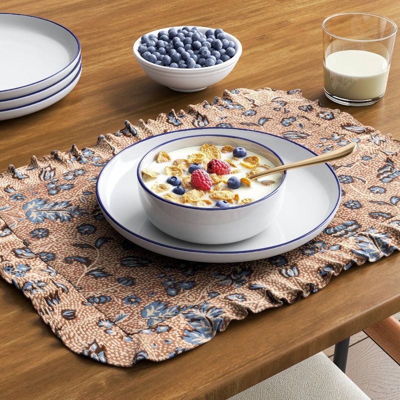 slide 2 of 4, 2pk Block Print Ruffle Placemats - Threshold™, 2 ct