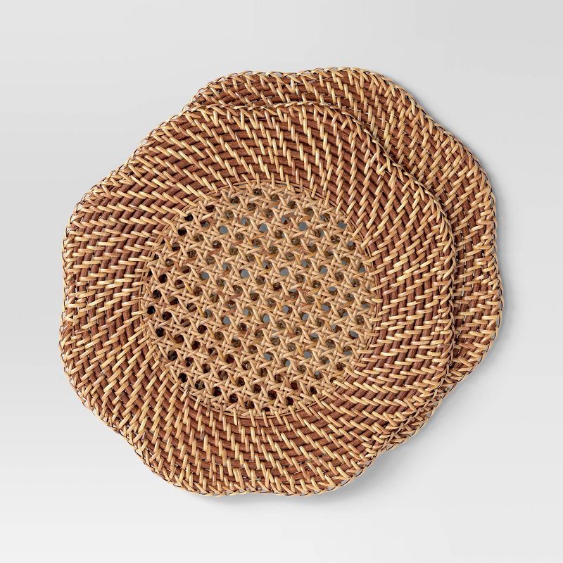 slide 1 of 4, 2pk woven Charger Dark Walnut - Threshold™, 2 ct