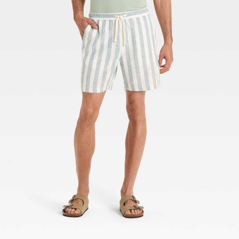 slide 1 of 3, Men's 7" Linen Pull-On Shorts - Goodfellow & Co™ Green XS, 1 ct