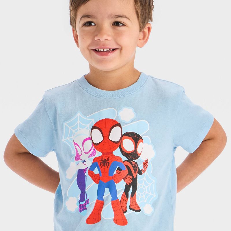 slide 2 of 4, Toddler Boys' Marvel Spidey and His Amazing Friends T-Shirt - Light Blue 3T, 1 ct