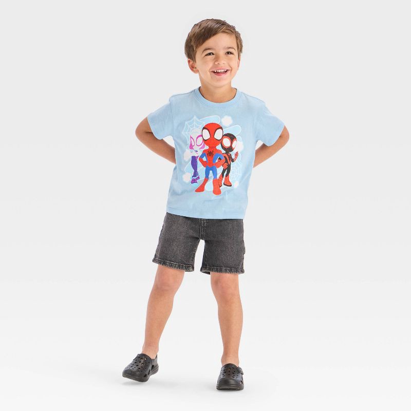 slide 4 of 4, Toddler Boys' Marvel Spidey and His Amazing Friends T-Shirt - Light Blue 3T, 1 ct