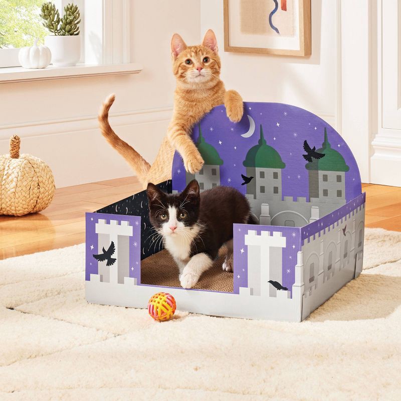slide 3 of 3, Castle Theme Cat Scratcher Pad - 15" - Boots & Barkley™, 1 ct