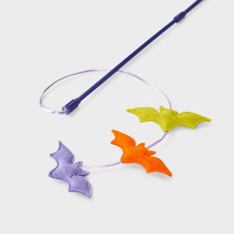 slide 3 of 3, 17.5" Bats Cat Wand Toy - Boots & Barkley™, 1 ct