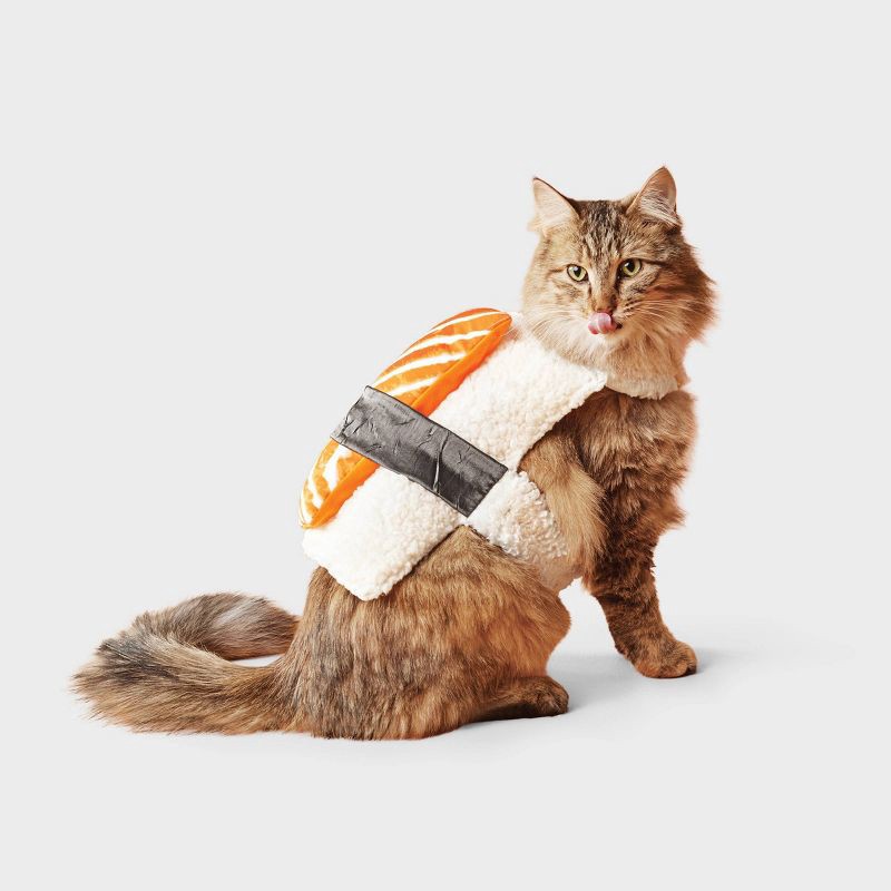 slide 1 of 5, Sushi Cat Full Body Costume - Boots & Barkley™ Light Off-White One Size Fits Most, 1 ct