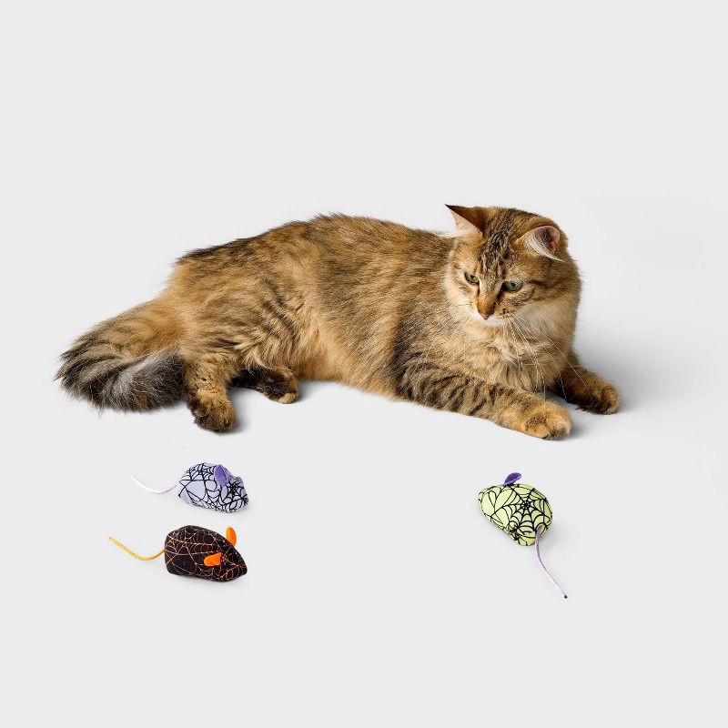 slide 2 of 3, Skitter Mice Cat Plush Toy Set - 3pk - Boots & Barkley™, 3 ct