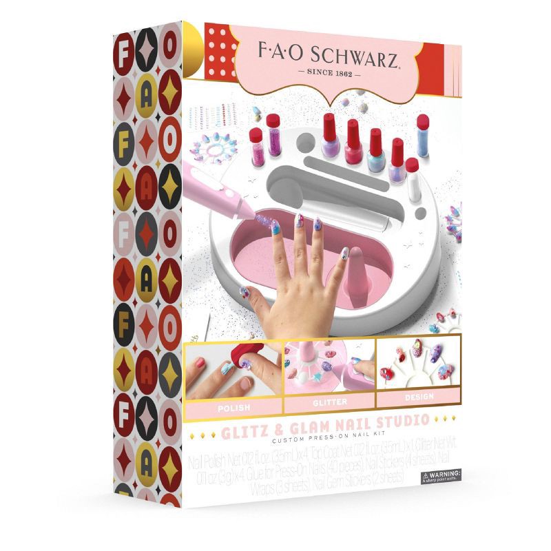 slide 7 of 8, FAO Schwarz Glitz & Glam Nail Studio Custom Press-On Nail Kit, 1 ct