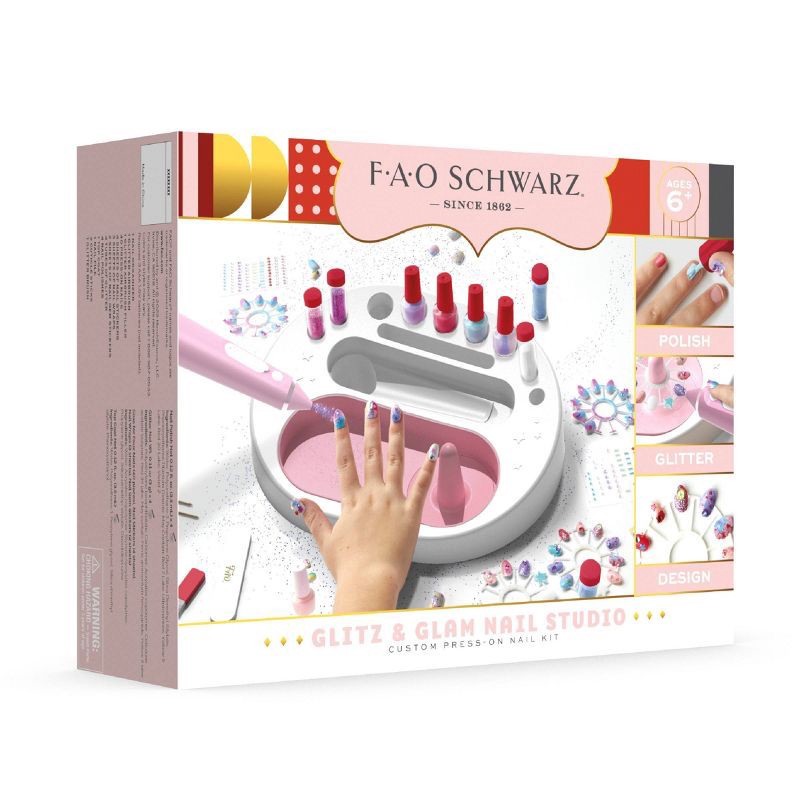 slide 8 of 8, FAO Schwarz Glitz & Glam Nail Studio Custom Press-On Nail Kit, 1 ct