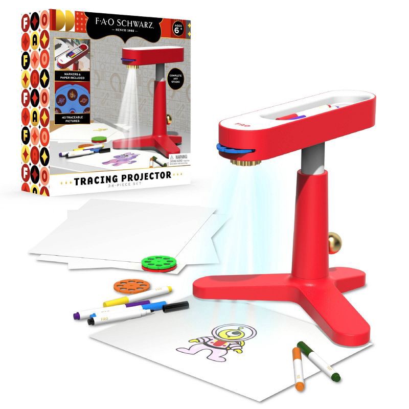 slide 1 of 8, FAO Schwarz Art Tracing Projector 34pc Set, 34 ct