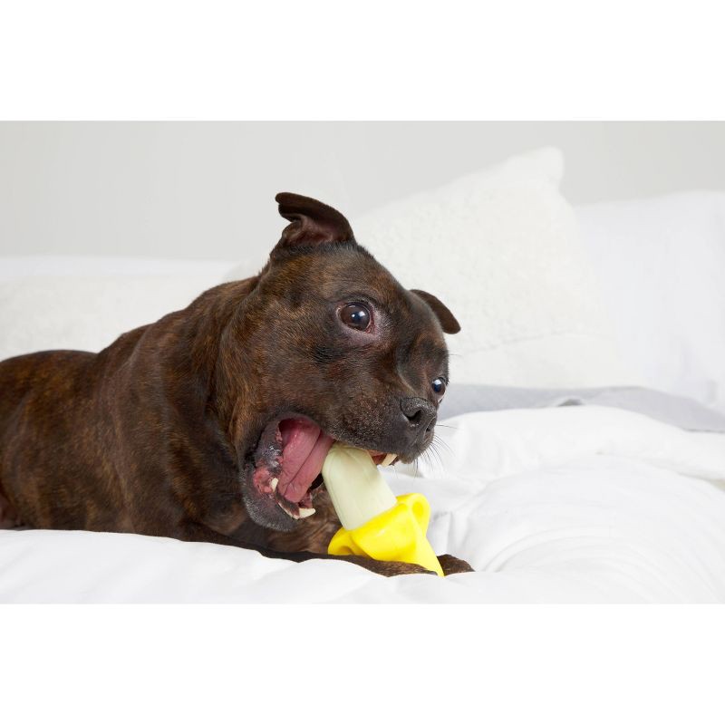 slide 3 of 6, BARK Ba-gnaw-na Super Chewer Dog Food Shaped Toy, 1 ct