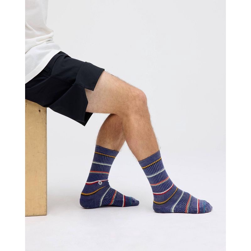 slide 4 of 5, STANCE Men's Nano Striped Crew Socks - Blue 6-12, 1 ct