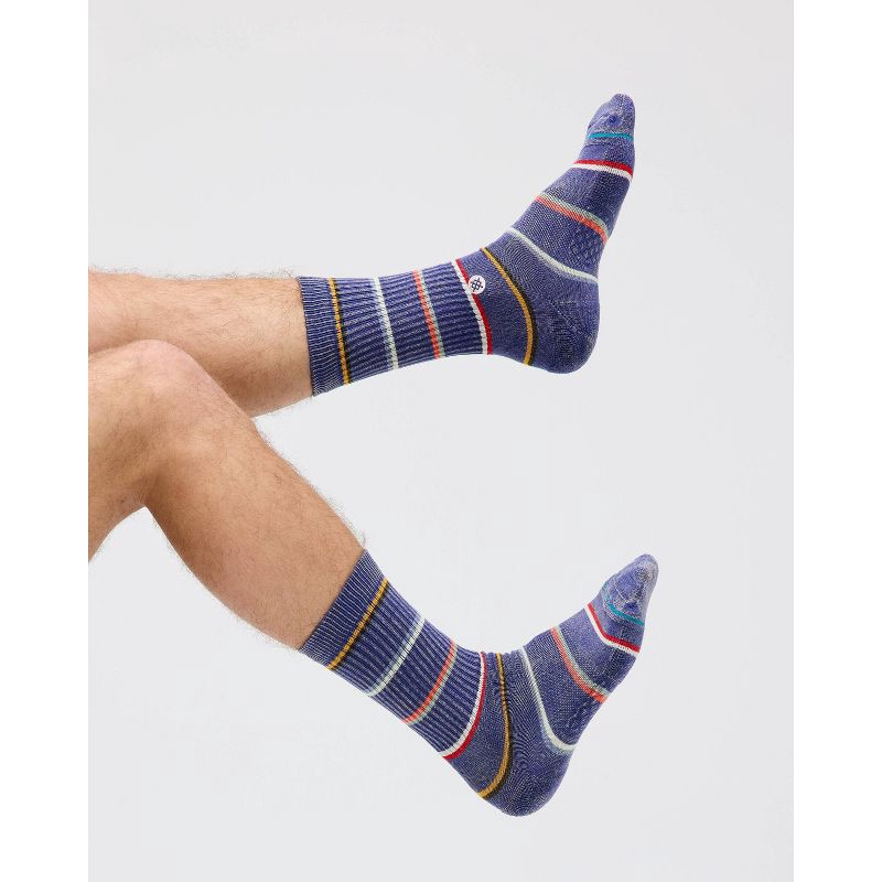 slide 5 of 5, STANCE Men's Nano Striped Crew Socks - Blue 6-12, 1 ct