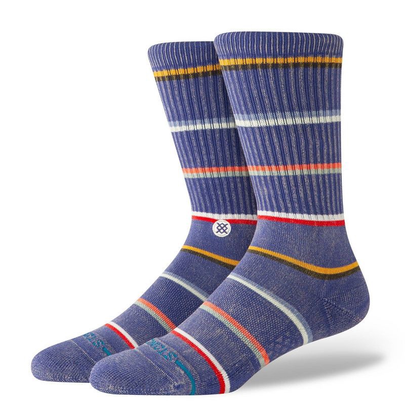 slide 1 of 5, STANCE Men's Nano Striped Crew Socks - Blue 6-12, 1 ct