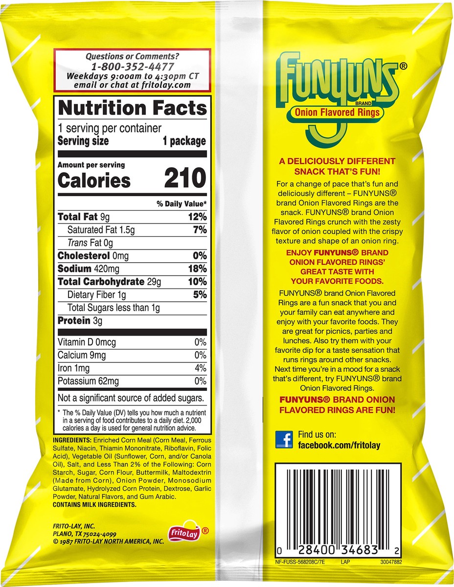 slide 3 of 6, Funyuns Onion Flavored Rings 1 1/2 Oz, 1.5 oz