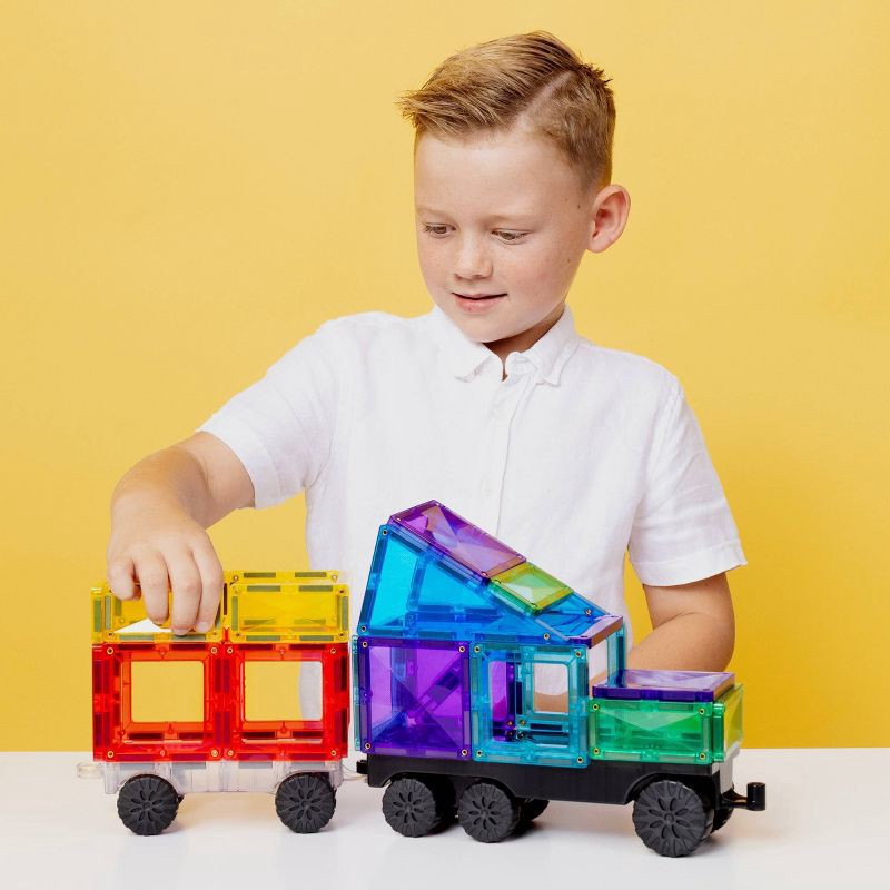 slide 2 of 9, CONNETIX Magnetic Tiles Bright Transport Pack Building Blocks 50pc, 50 ct