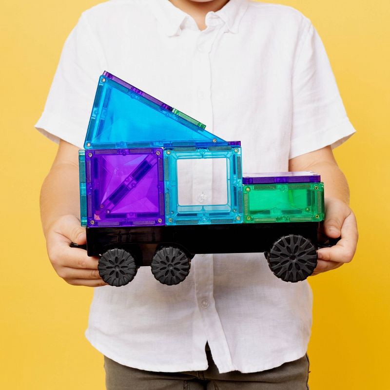 slide 3 of 9, CONNETIX Magnetic Tiles Bright Transport Pack Building Blocks 50pc, 50 ct