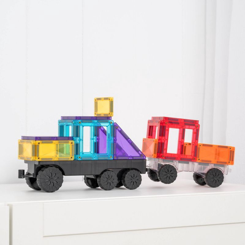 slide 7 of 9, CONNETIX Magnetic Tiles Bright Transport Pack Building Blocks 50pc, 50 ct