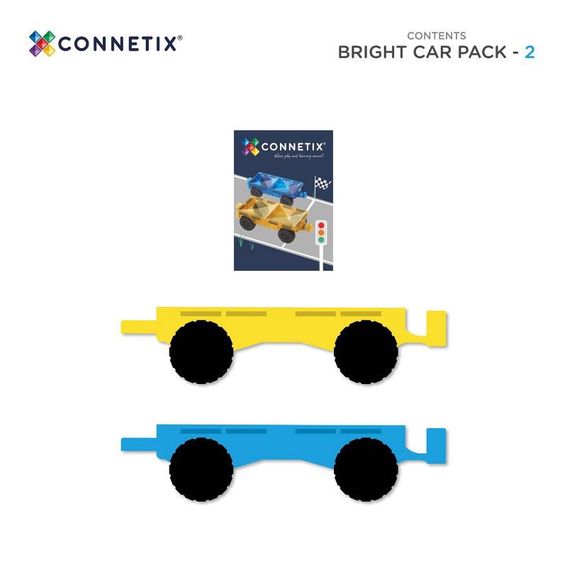 slide 6 of 7, CONNETIX Magnetic Tiles Bright Car Pack Building Blocks 2pc, 2 ct