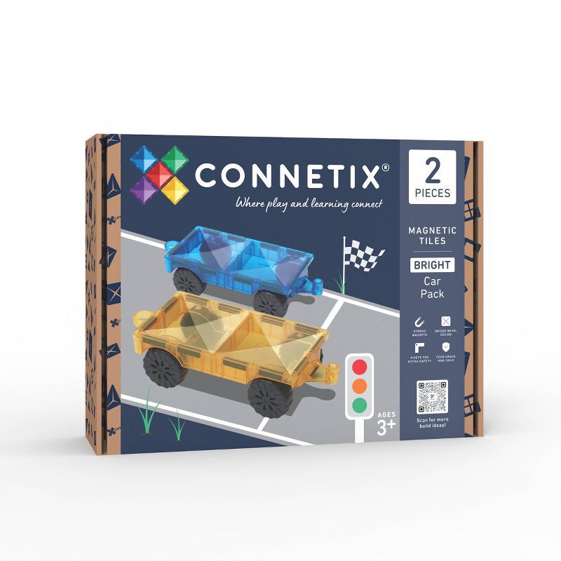 slide 7 of 7, CONNETIX Magnetic Tiles Bright Car Pack Building Blocks 2pc, 2 ct