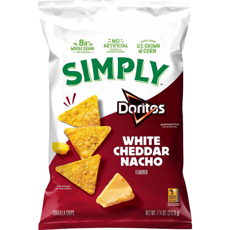 slide 1 of 6, Simply Nacho Tortilla Chips Doritos White Cheddar - 7.5oz, 7.5 oz