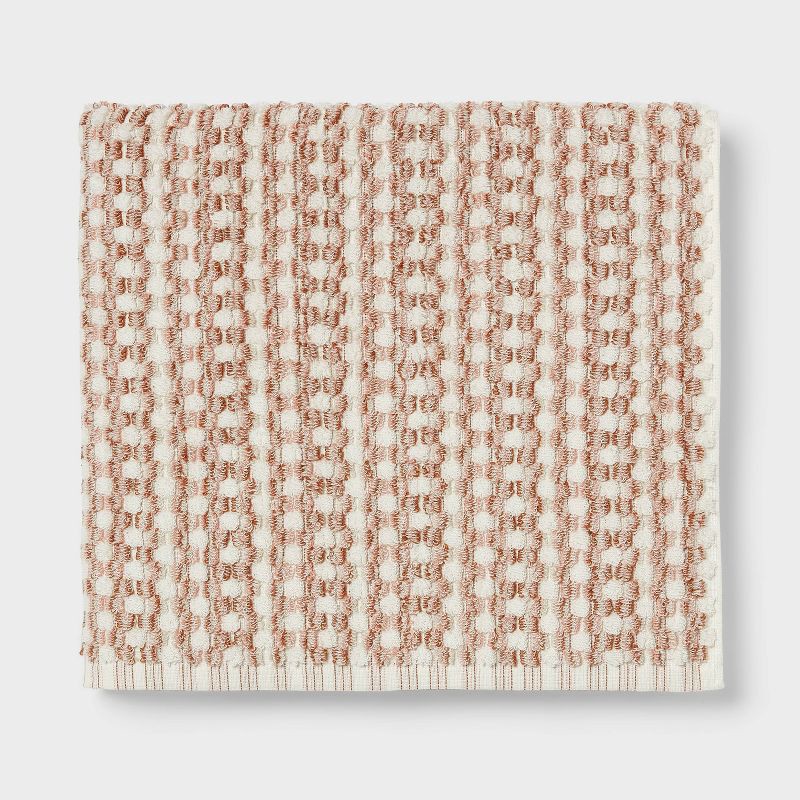 slide 5 of 7, 4pc Value Bathroom Towel Bundle Set (2 Bath + 2 Hand) Tan Pattern - Threshold™, 4 ct