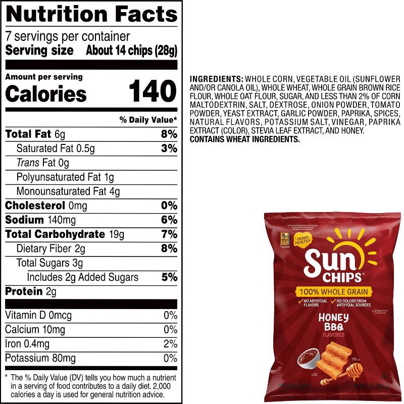 slide 6 of 6, Sunchips Honey BBQ Chips - 7oz, 7 oz