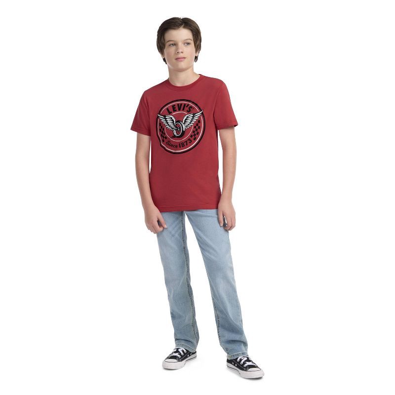 slide 3 of 7, Levi's® Boys' Short Sleeve Pedal Graphic T-Shirt - Red S, 1 ct
