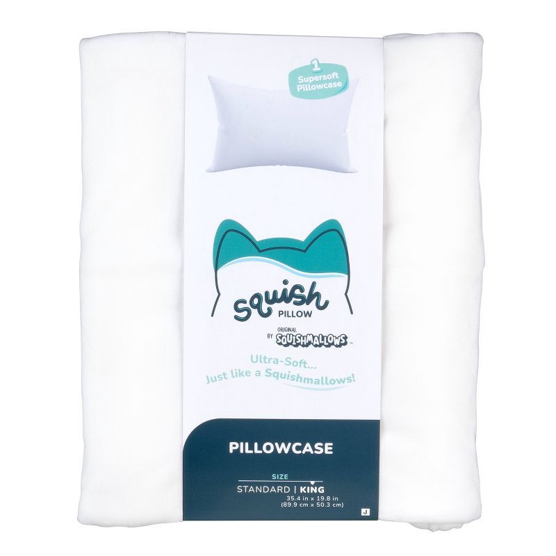 slide 2 of 9, SquishPillow by Original Squishmallows Standard Ultra Soft Pillowcase Cover White, 1 ct