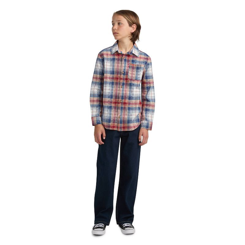 slide 3 of 3, Levi's® Boys' Long Sleeve Plaid Button-Up Shirt - Red/Indigo M, 1 ct