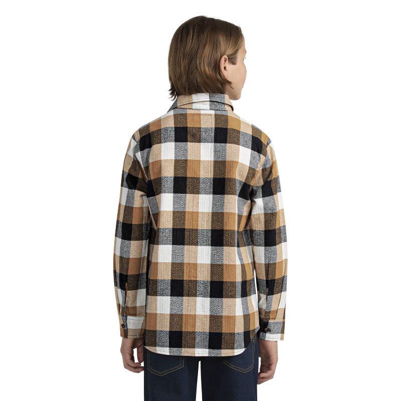 slide 2 of 3, Levi's® Boys' Long Sleeve Buffalo Check Button-Up Shirt - Brown/Black M, 1 ct
