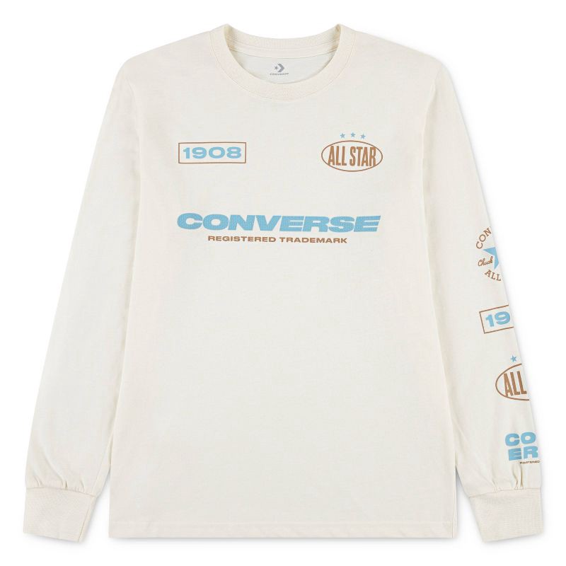 slide 4 of 5, Converse® Boys' Long Sleeve All Star Logo Graphic T-Shirt - Cream M, 1 ct